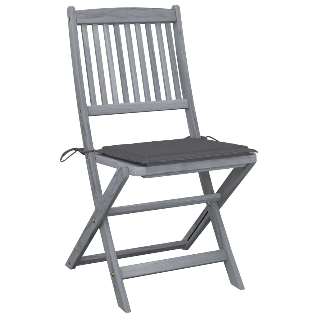 VidaXL Tuinstoelen inklapbaar 4 st met kussens massief acaciahout