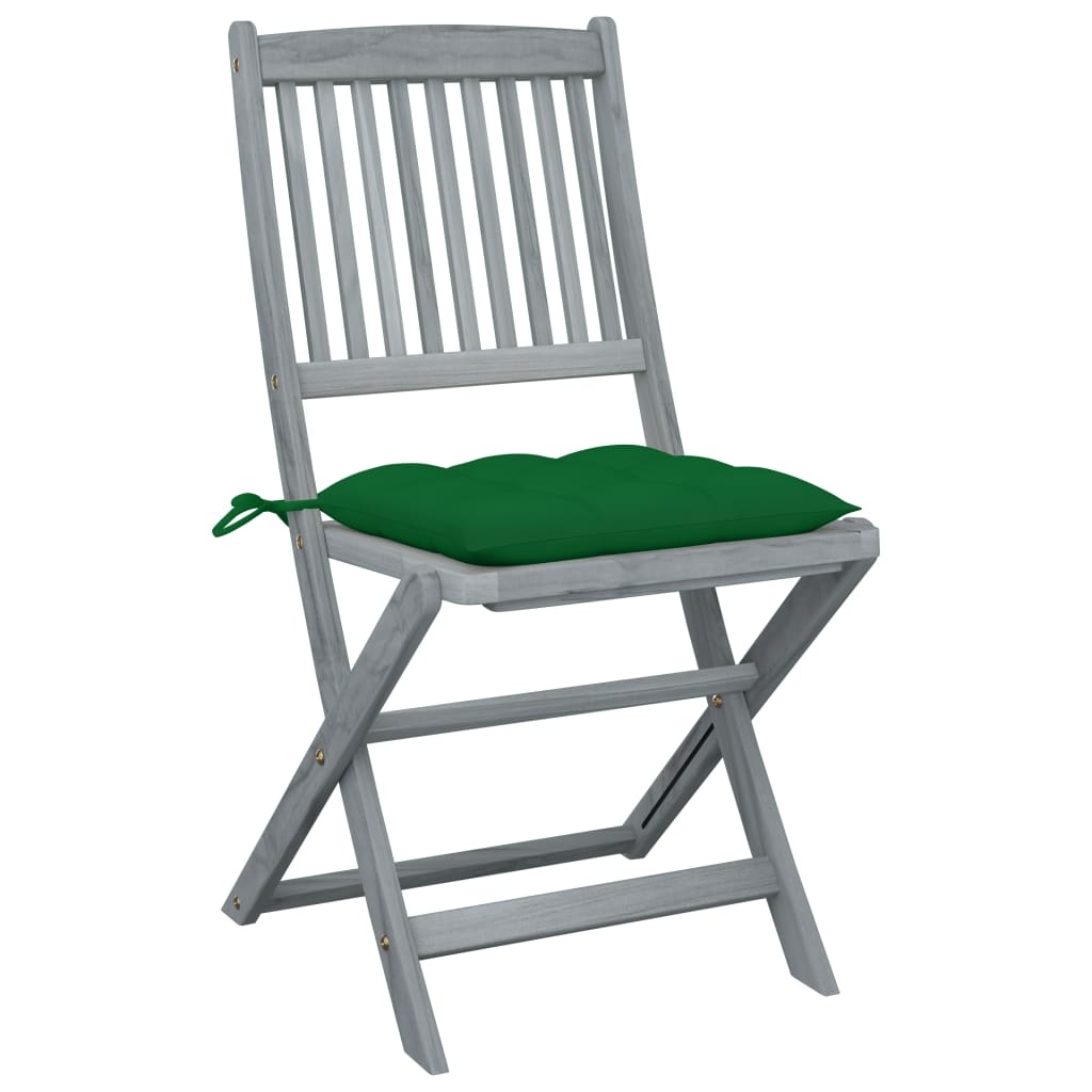 VidaXL Tuinstoelen 2 st inklapbaar met kussens massief acaciahout