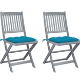 VidaXL Tuinstoelen 2 st inklapbaar met kussens massief acaciahout