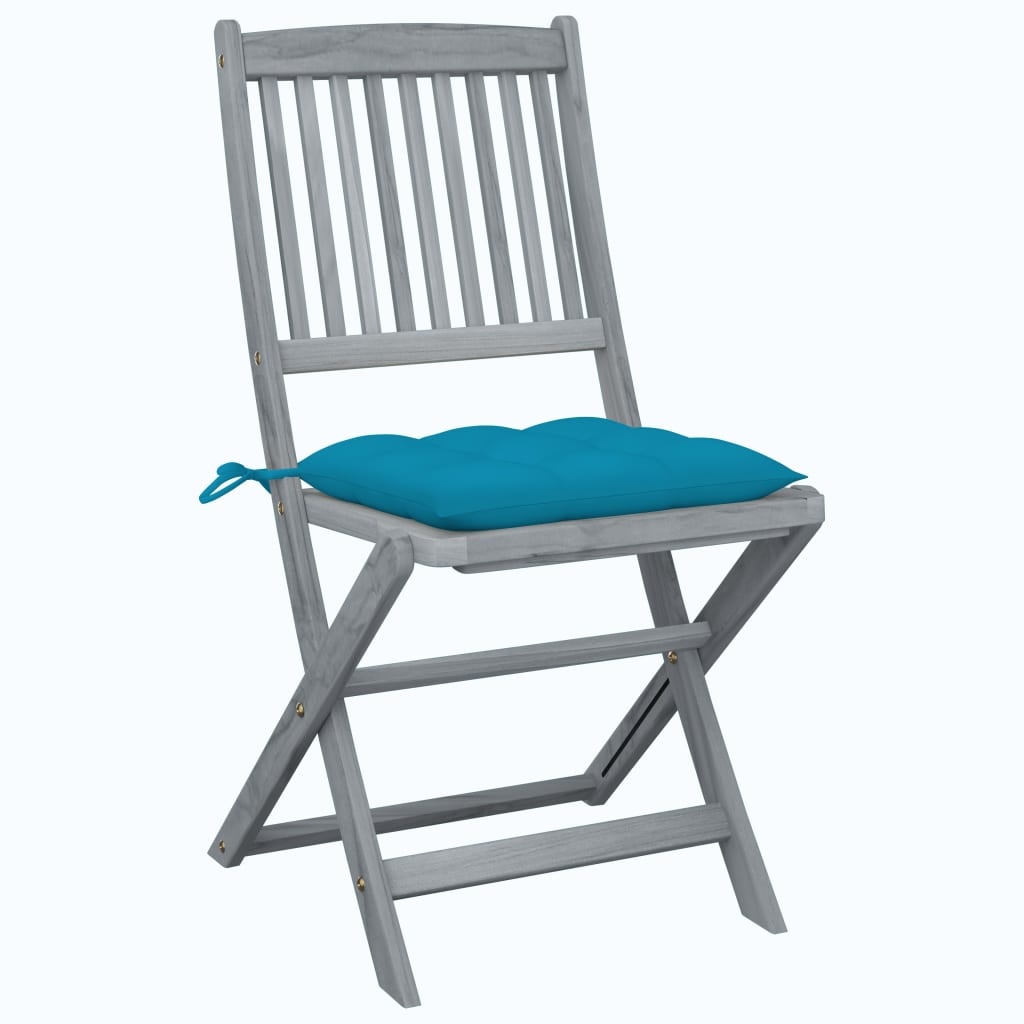 VidaXL Tuinstoelen 2 st inklapbaar met kussens massief acaciahout
