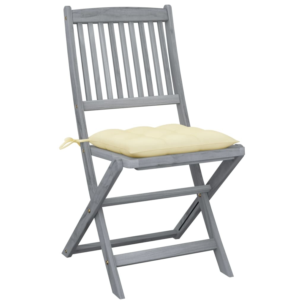 VidaXL Tuinstoelen 2 st inklapbaar met kussens massief acaciahout