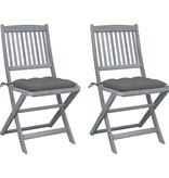 VidaXL Tuinstoelen 2 st inklapbaar met kussens massief acaciahout