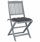 VidaXL Tuinstoelen 2 st inklapbaar met kussens massief acaciahout