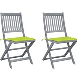 VidaXL Tuinstoelen 2 st inklapbaar met kussens massief acaciahout