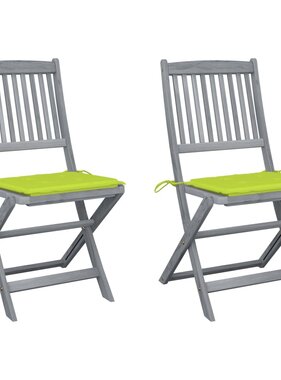VidaXL Tuinstoelen 2 st inklapbaar met kussens massief acaciahout