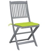 VidaXL Tuinstoelen 2 st inklapbaar met kussens massief acaciahout