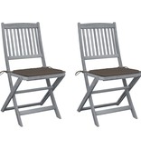 VidaXL Tuinstoelen inklapbaar 2 st met kussens massief acaciahout