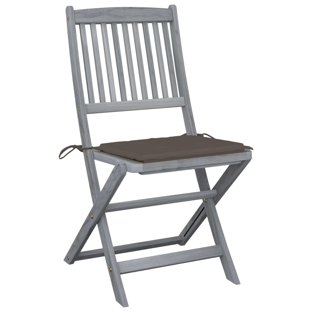 VidaXL Tuinstoelen inklapbaar 2 st met kussens massief acaciahout