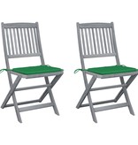 VidaXL Tuinstoelen inklapbaar 2 st met kussens massief acaciahout