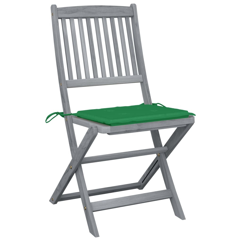 VidaXL Tuinstoelen inklapbaar 2 st met kussens massief acaciahout