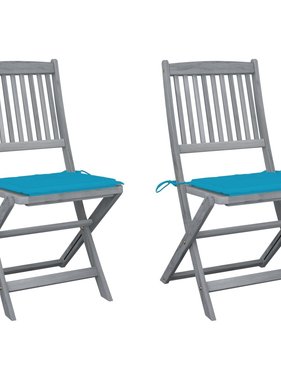 VidaXL Tuinstoelen inklapbaar 2 st met kussens massief acaciahout
