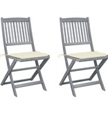 VidaXL Tuinstoelen inklapbaar 2 st met kussens massief acaciahout