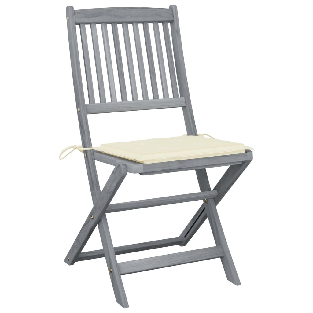 VidaXL Tuinstoelen inklapbaar 2 st met kussens massief acaciahout