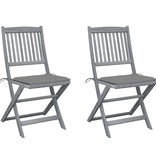 VidaXL Tuinstoelen inklapbaar 2 st met kussens massief acaciahout