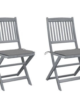 VidaXL Tuinstoelen inklapbaar 2 st met kussens massief acaciahout