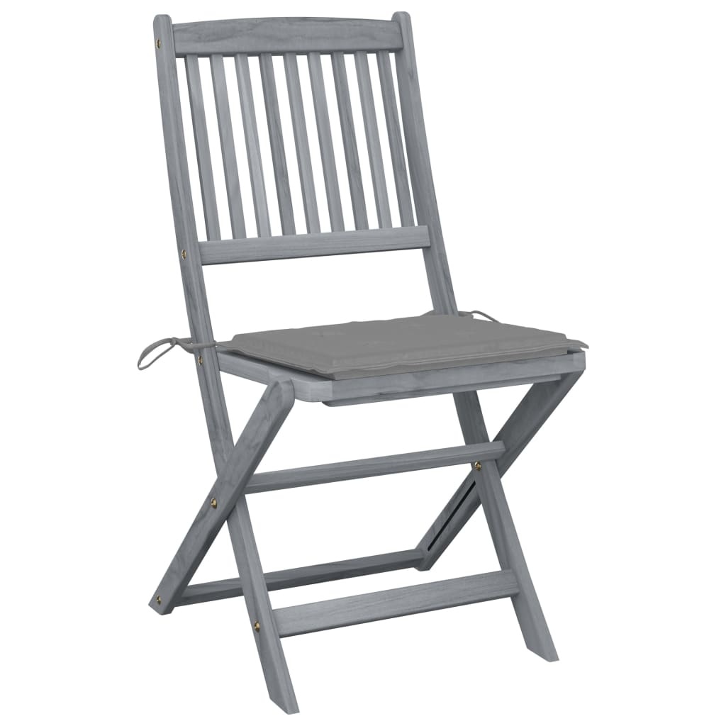 VidaXL Tuinstoelen inklapbaar 2 st met kussens massief acaciahout