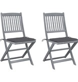 VidaXL Tuinstoelen inklapbaar 2 st met kussens massief acaciahout