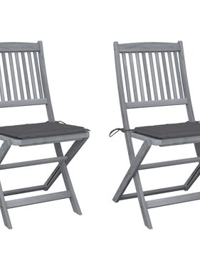VidaXL Tuinstoelen inklapbaar 2 st met kussens massief acaciahout
