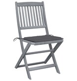 VidaXL Tuinstoelen inklapbaar 2 st met kussens massief acaciahout