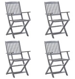 VidaXL Tuinstoelen 4 st inklapbaar met kussens massief acaciahout