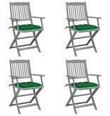 VidaXL Tuinstoelen 4 st inklapbaar met kussens massief acaciahout