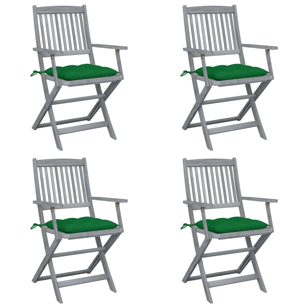 VidaXL Tuinstoelen 4 st inklapbaar met kussens massief acaciahout
