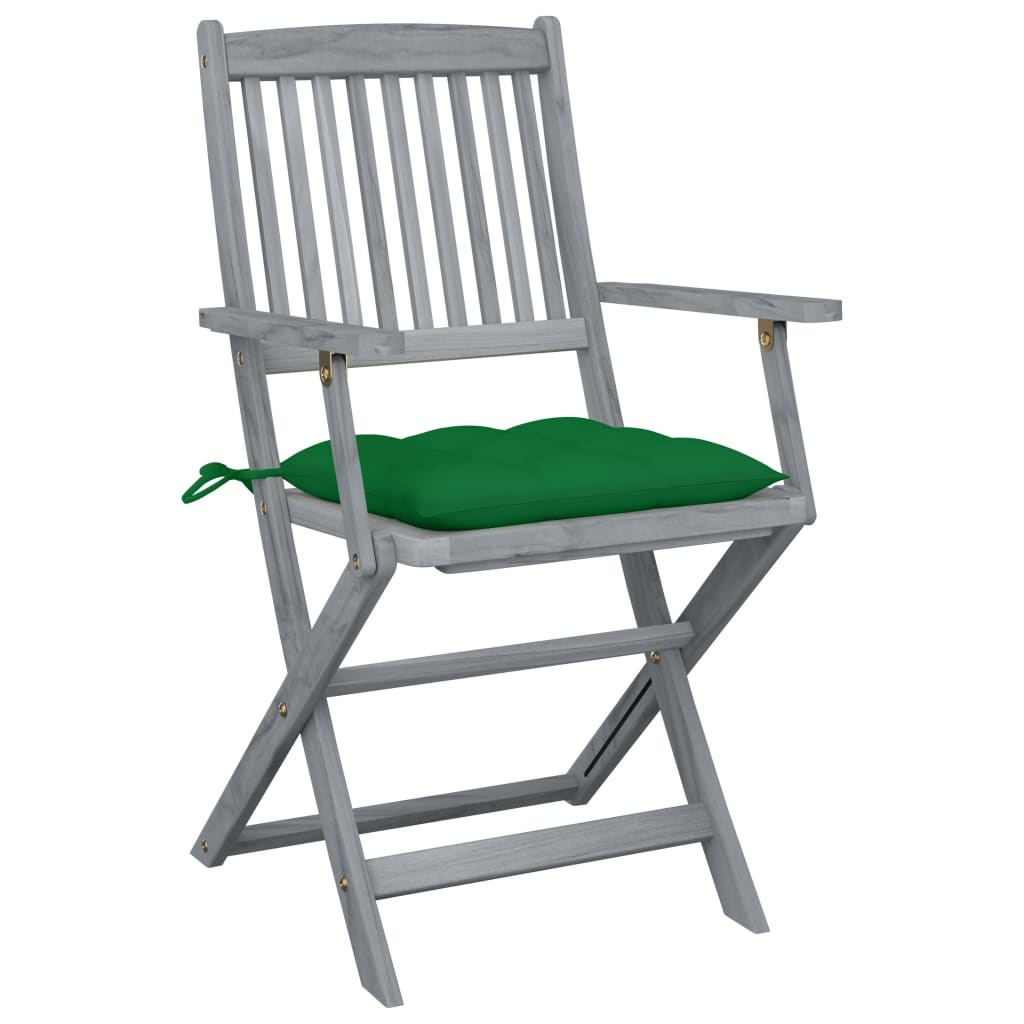 VidaXL Tuinstoelen 4 st inklapbaar met kussens massief acaciahout