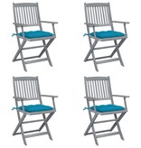 VidaXL Tuinstoelen 4 st inklapbaar met kussens massief acaciahout