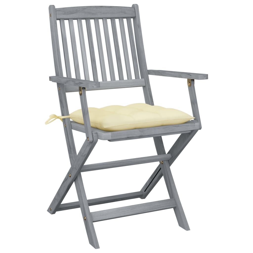 VidaXL Tuinstoelen 4 st inklapbaar met kussens massief acaciahout