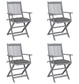 VidaXL Tuinstoelen 4 st inklapbaar met kussens massief acaciahout