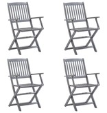 VidaXL Tuinstoelen 4 st inklapbaar met kussens massief acaciahout