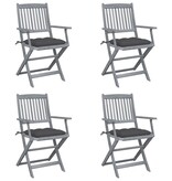 VidaXL Tuinstoelen 4 st inklapbaar met kussens massief acaciahout