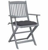 VidaXL Tuinstoelen 4 st inklapbaar met kussens massief acaciahout