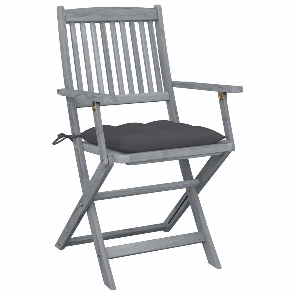 VidaXL Tuinstoelen 4 st inklapbaar met kussens massief acaciahout