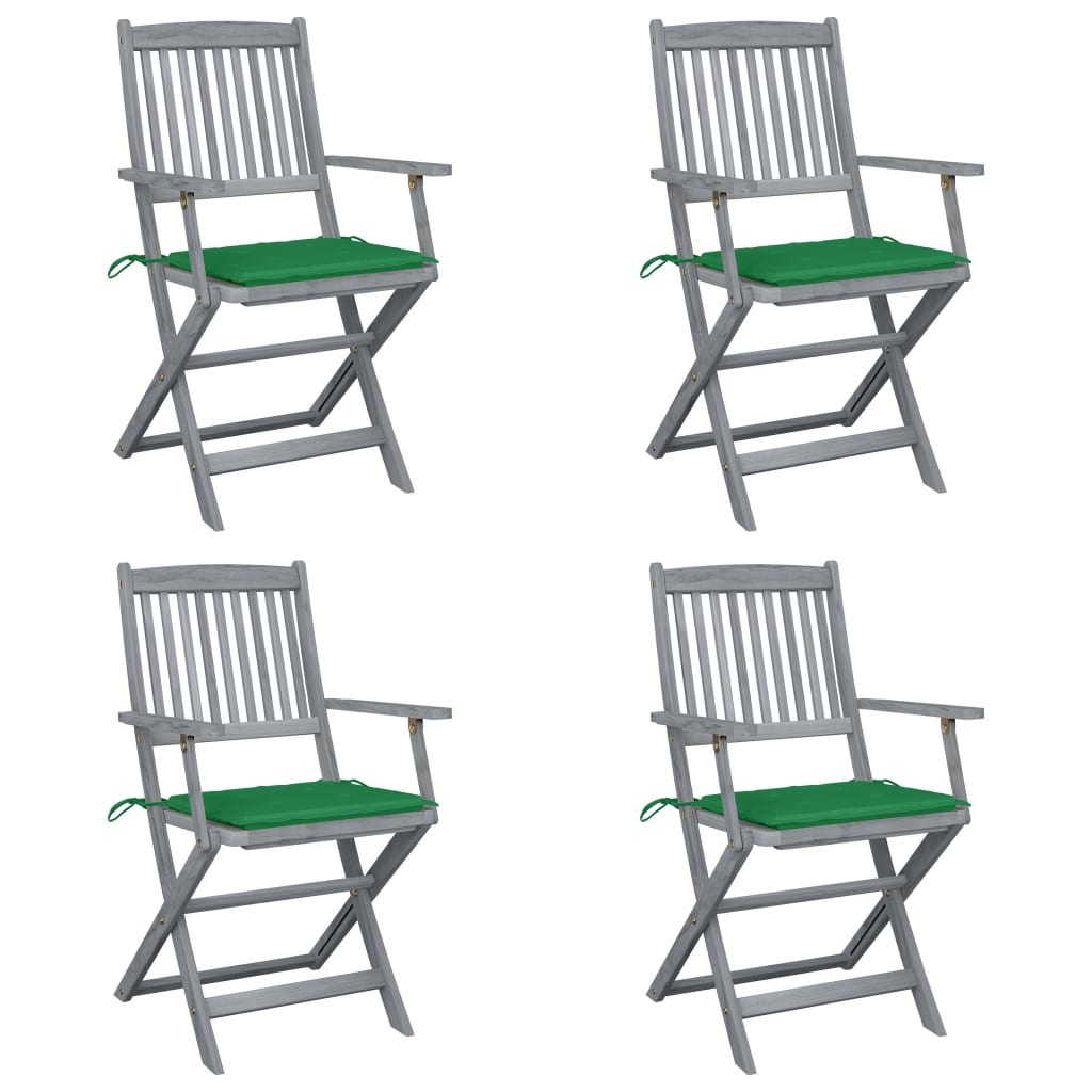 VidaXL Tuinstoelen inklapbaar 4 st met kussens massief acaciahout
