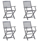 VidaXL Tuinstoelen inklapbaar 4 st met kussens massief acaciahout