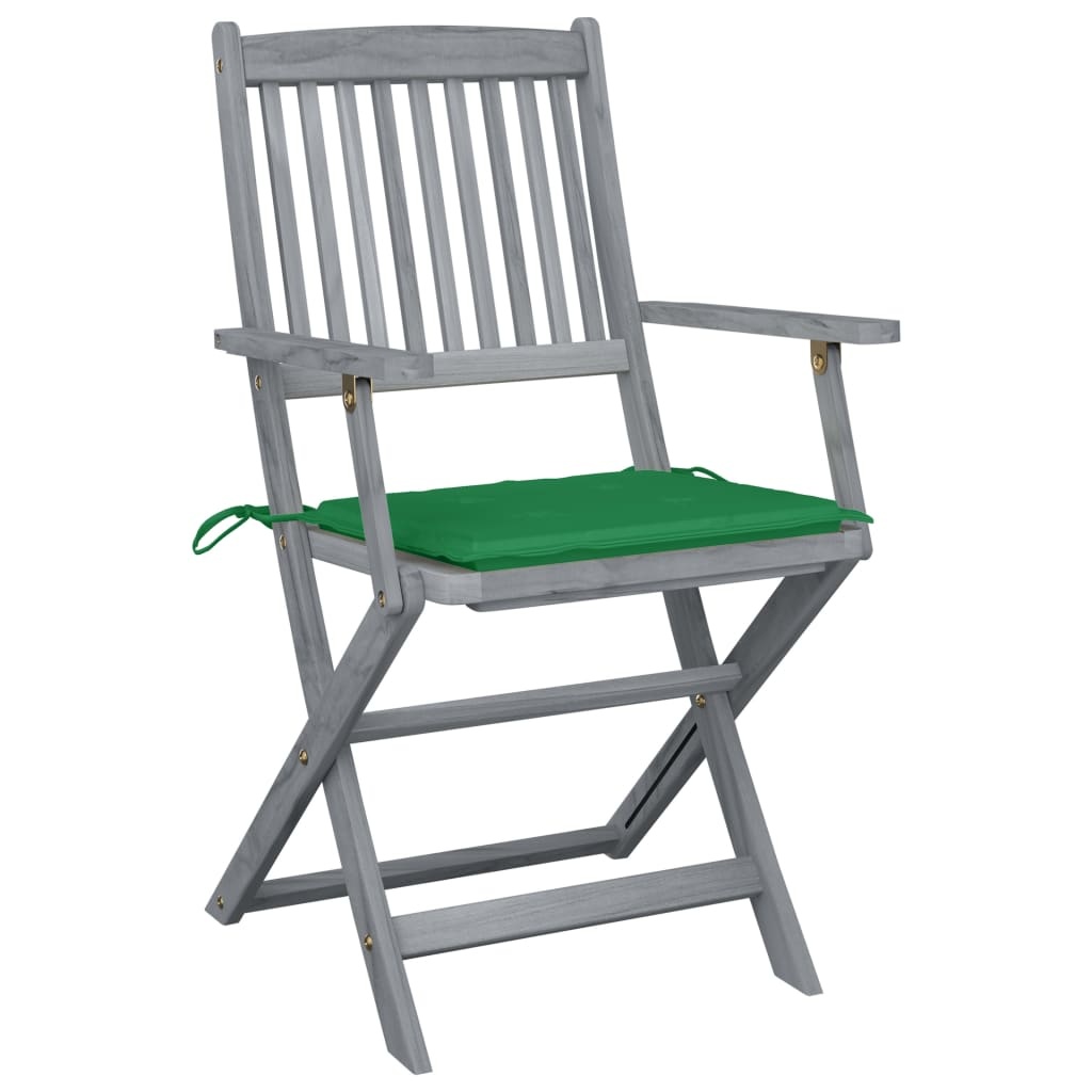 VidaXL Tuinstoelen inklapbaar 4 st met kussens massief acaciahout