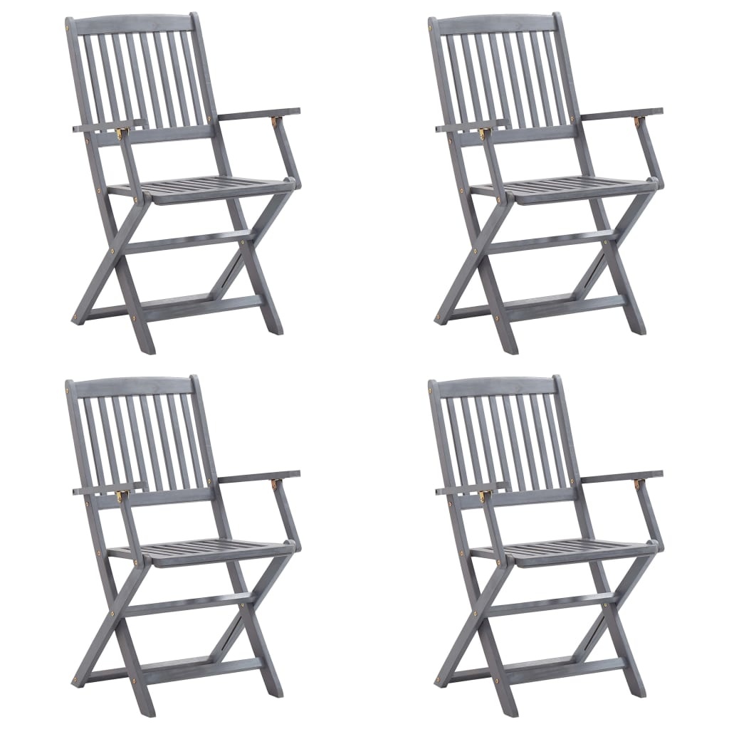 VidaXL Tuinstoelen inklapbaar 4 st met kussens massief acaciahout