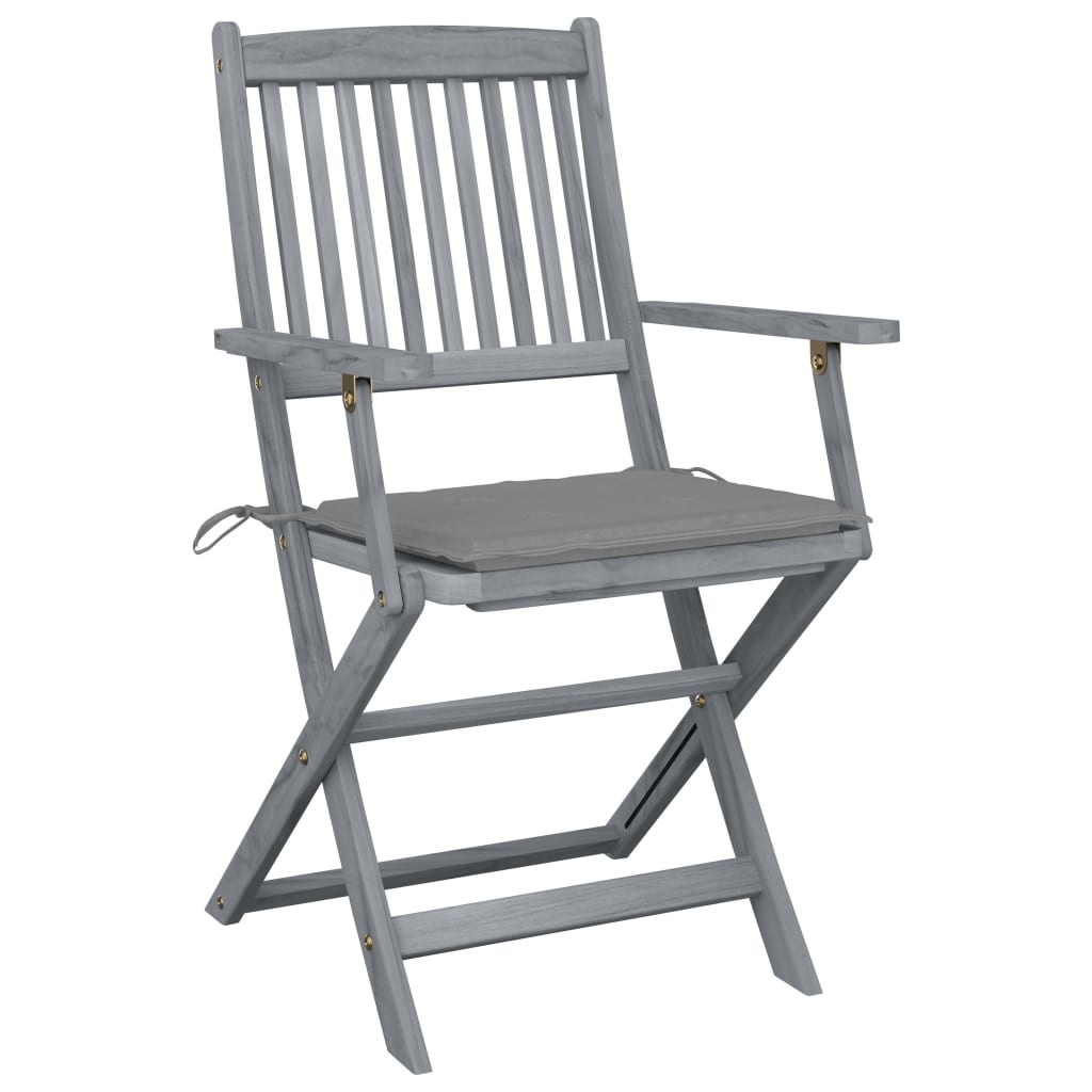VidaXL Tuinstoelen inklapbaar 4 st met kussens massief acaciahout