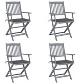 VidaXL Tuinstoelen inklapbaar 4 st met kussens massief acaciahout