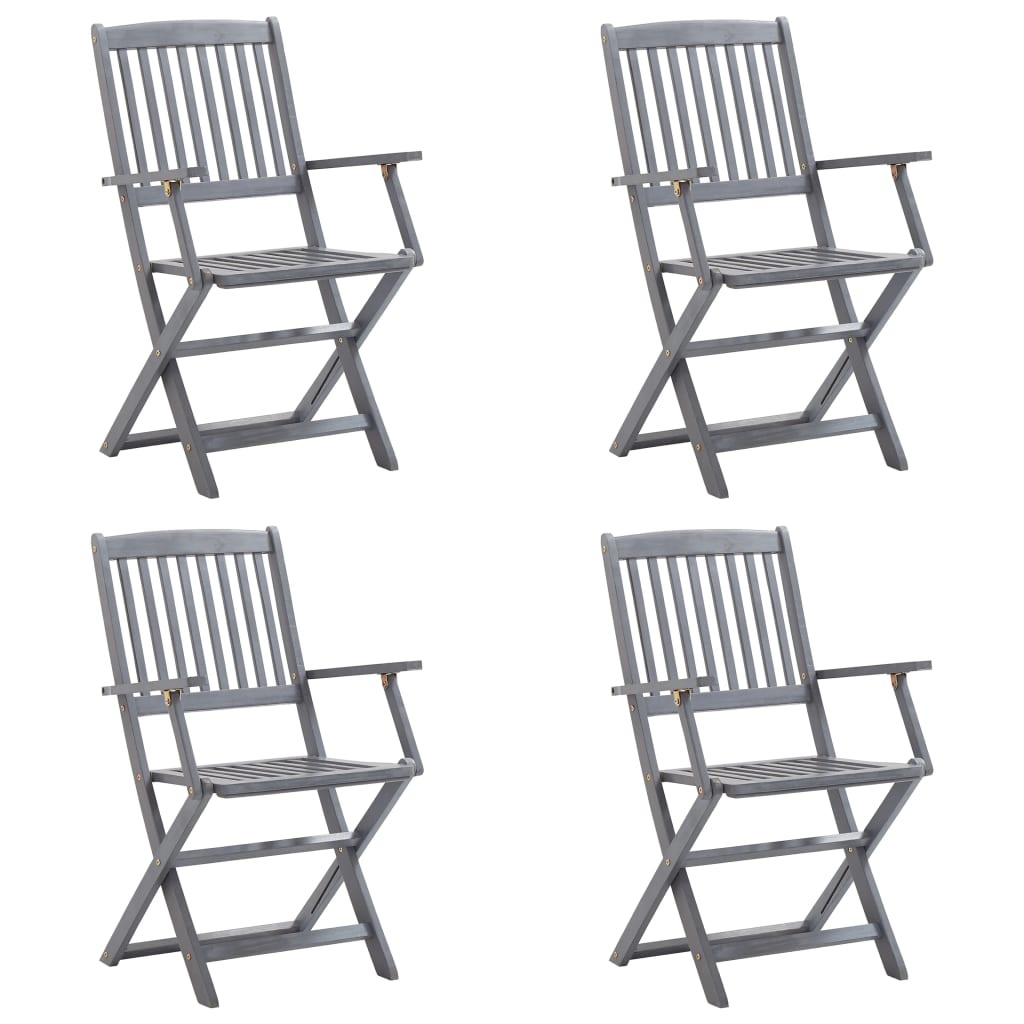VidaXL Tuinstoelen inklapbaar 4 st met kussens massief acaciahout