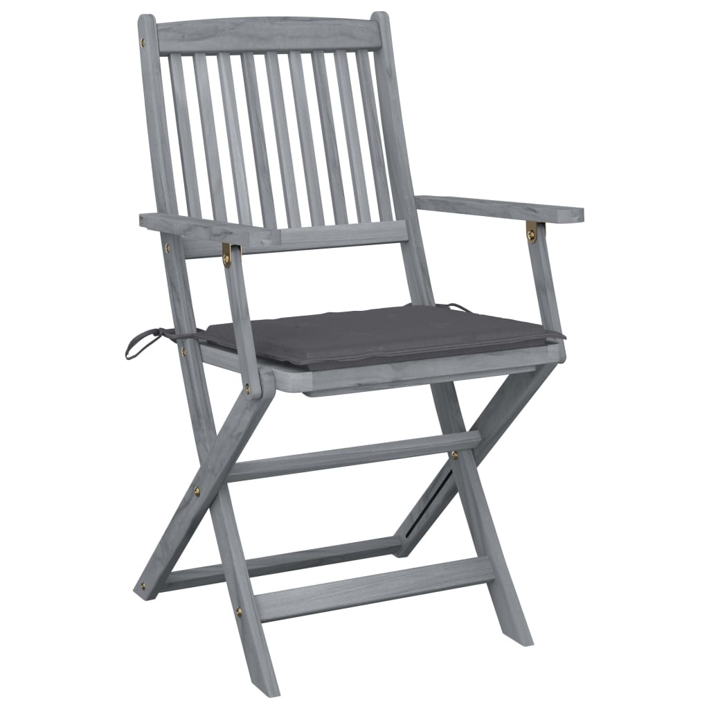 VidaXL Tuinstoelen inklapbaar 4 st met kussens massief acaciahout