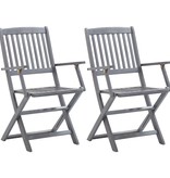 VidaXL Tuinstoelen 2 st inklapbaar met kussens massief acaciahout