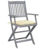 VidaXL Tuinstoelen 2 st inklapbaar met kussens massief acaciahout