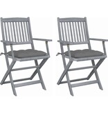 VidaXL Tuinstoelen 2 st inklapbaar met kussens massief acaciahout