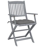 VidaXL Tuinstoelen 2 st inklapbaar met kussens massief acaciahout
