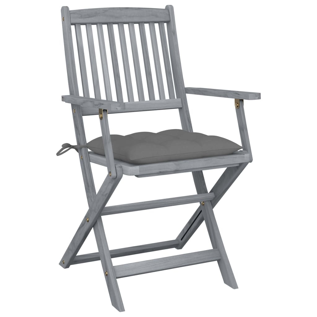 VidaXL Tuinstoelen 2 st inklapbaar met kussens massief acaciahout