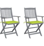 VidaXL Tuinstoelen 2 st inklapbaar met kussens massief acaciahout