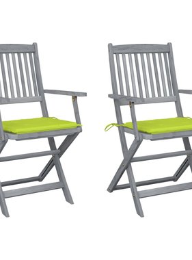 VidaXL Tuinstoelen 2 st inklapbaar met kussens massief acaciahout
