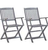 VidaXL Tuinstoelen 2 st inklapbaar met kussens massief acaciahout